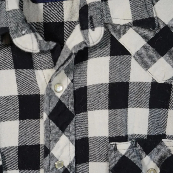 Vintage Wrangler Flannel Button Up Shirt Men's M Long Sleeve Pearl Snap Black - Picture 3 of 7